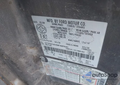 2009 Ford F-150 Xlt from USA, damaged, VIN 1FTPW14V59FA87641